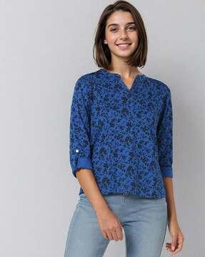 floral print relaxed fit cotton top