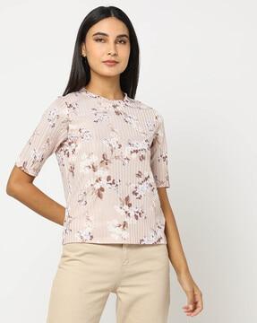 floral print relaxed fit crew-neck t-shirt