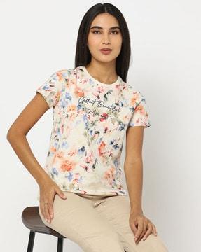 floral print relaxed fit crew-neck t-shirt