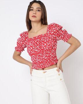 floral print relaxed fit crop top