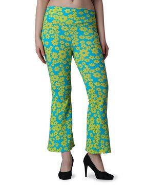 floral print relaxed fit flat-front trousers