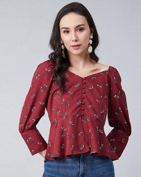 floral print relaxed fit top
