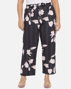 floral print relaxed fit trousers