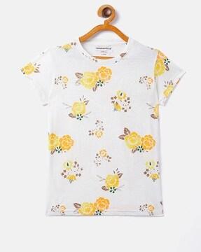 floral print round- neck t-shirt