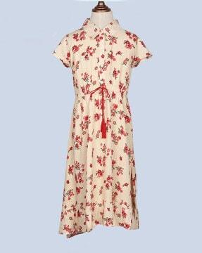 floral print round-neck a-line dress