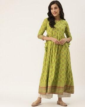 floral print round-neck anarkali kurta