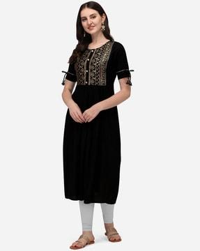 floral print round-neck anarkali kurti