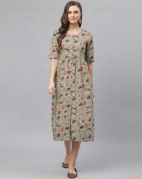 floral print round-neck dress