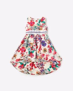 floral print round-neck fit & flare dress