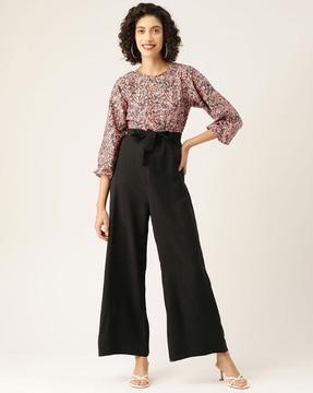 floral print round-neck jumpsuit