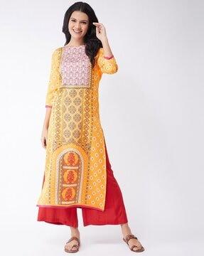 floral print round-neck kurti