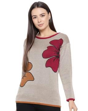 floral print round-neck pullover