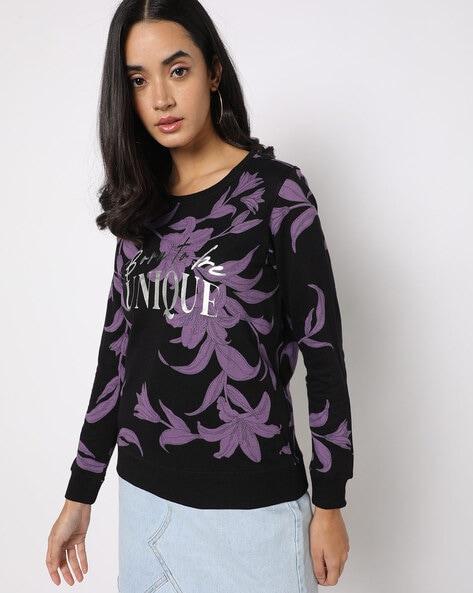 floral print round-neck sweatshirt