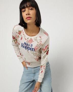 floral print round-neck sweatshirt