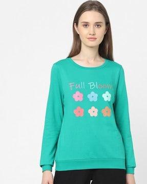 floral print round-neck sweatshirt