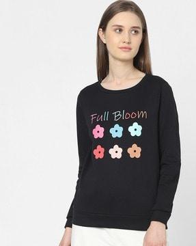 floral print round-neck sweatshirt