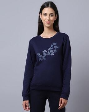 floral print round-neck sweatshirt