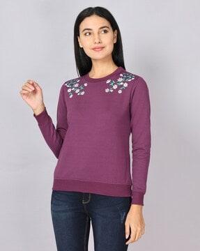 floral print round-neck sweatshirt