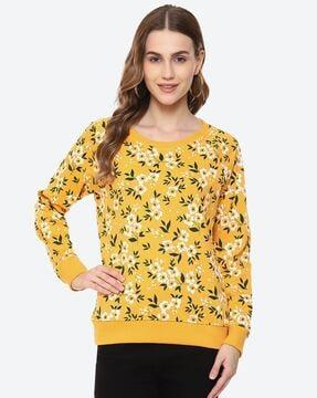 floral print round-neck sweatshirt