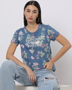 floral print round-neck t-shirt