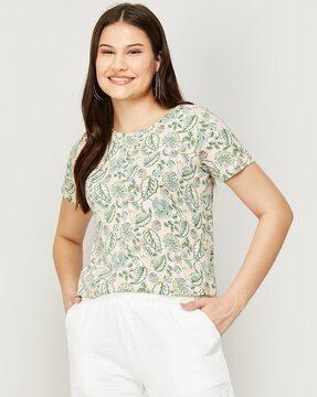 floral print round-neck t-shirt