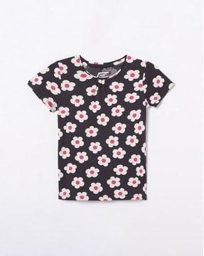 floral print round-neck t-shirt