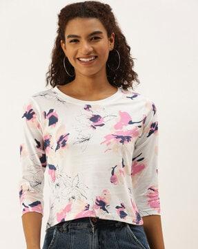 floral print round-neck t-shirt