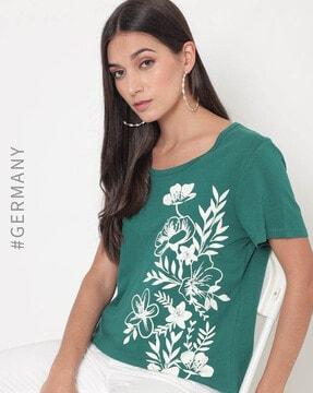 floral print round-neck t-shirt