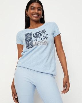 floral print round-neck t-shirt