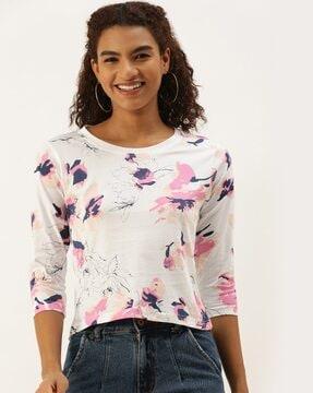 floral print round-neck t-shirt