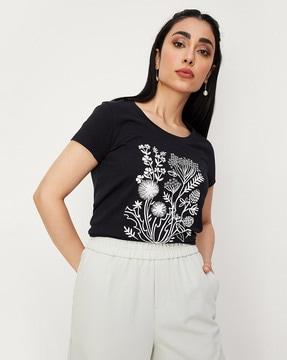 floral print round-neck t-shirt