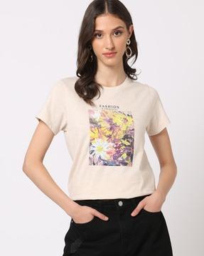 floral print round-neck t-shirt