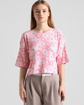 floral print round-neck t-shirt