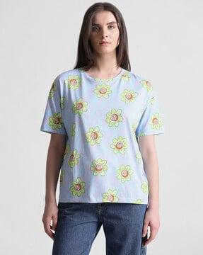 floral print round-neck t-shirt