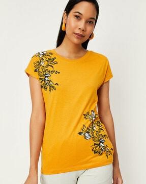 floral print round-neck t-shirt