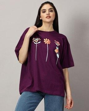 floral print round-neck t-shirt