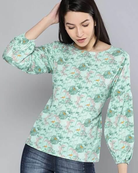 floral print round-neck top