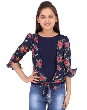 floral print round neck top