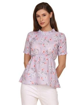 floral print round-neck top