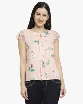 floral print round-neck top