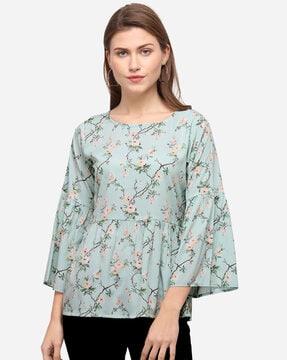floral print round neck top