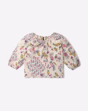 floral print round-neck top