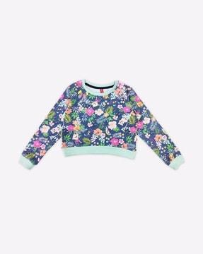 floral print round-neck top