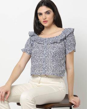 floral print round-neck top