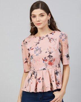 floral print round neck top