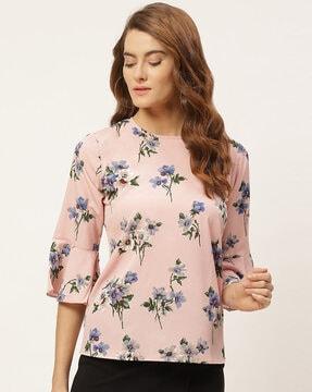 floral print round-neck top