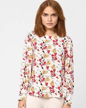 floral print round-neck top