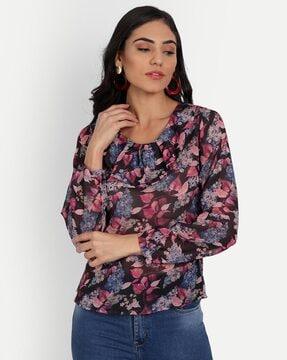 floral print round-neck top