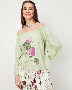 floral print round-neck top