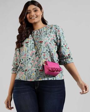 floral print round-neck top